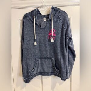 Gray Scoop-Neck Pullover Sweatshirt with Pink Logo